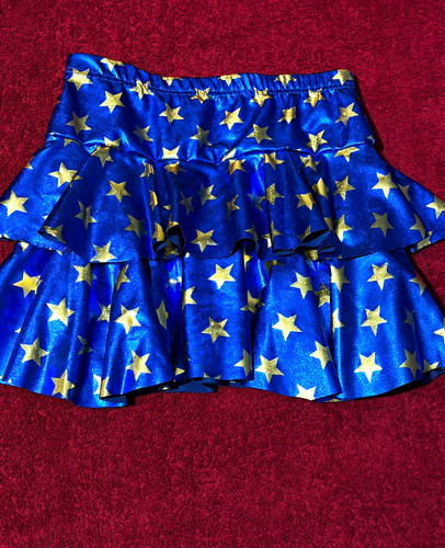 Girls blue gold star print - gold,