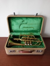Vintage Cornet Wind Instrument 1950's Set Original Case Collectable Retro Gift