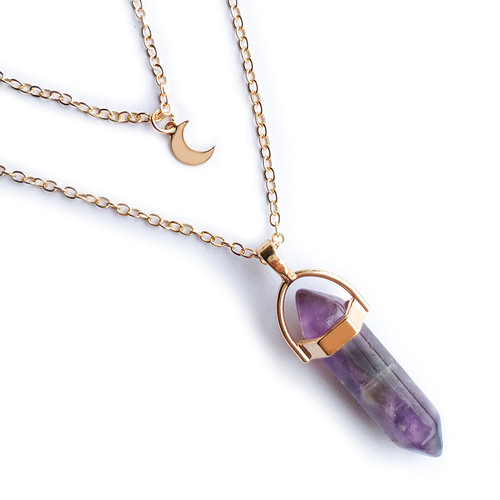 Moon hexagonal column - hexagonal, pendant