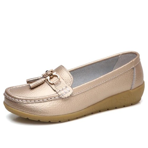 Ladies leather loafer shoe - ladies,