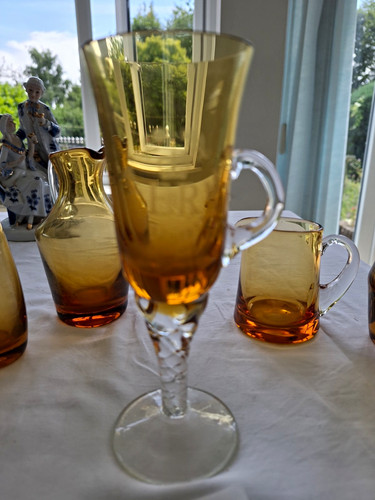 Amber glass jug - amber, with