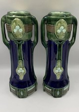Pair Of  Eichwald Art Nouveau Majolica 25cm vases C1900