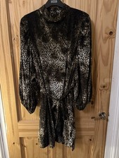 Next Black And Gold Print Mini Dress Size 12