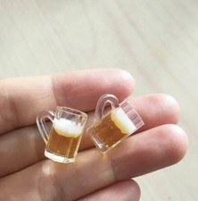 2 pcs Dolls House Miniature Beer Glasses Prop Craft UK Seller