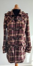 ?Brown Tartan Plaid Duffle Coat Flying Tomato Removable Hood?