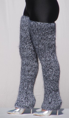 Black white mohair spats - black,