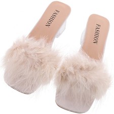 1 Pair Fluffy Heels Women
