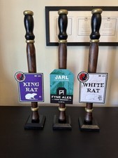 3 X Dummy Wooden BEER PUMPS with GENUINE REAL ALE BADGE. ManCave Home Bar