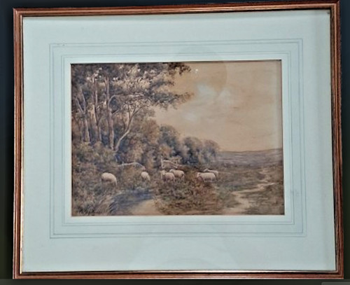 Antique watercolour landscape - antique,