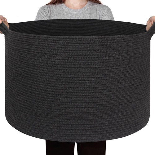 Large black blanket basket - black,