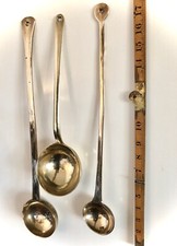 Trio of Large Solid Brass Decorative Spoons