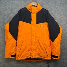 Mountain Equipment Puffer Jacket Mens Small Orange Down Filled Coat Insulated