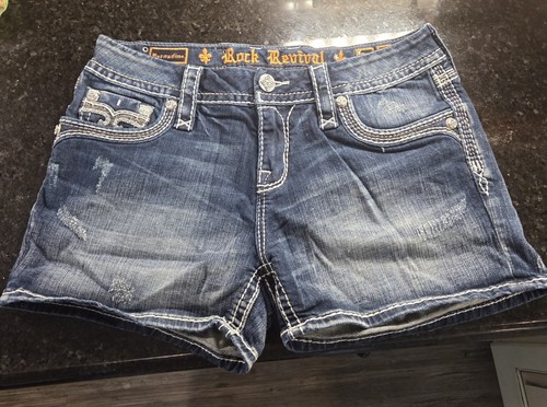 Rock revival denim easy shorts - denim,