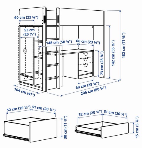 White kids single loft - white,