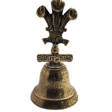 Vintage Brass Bell Charles And Diana Commemorative Bell 14cm Tall