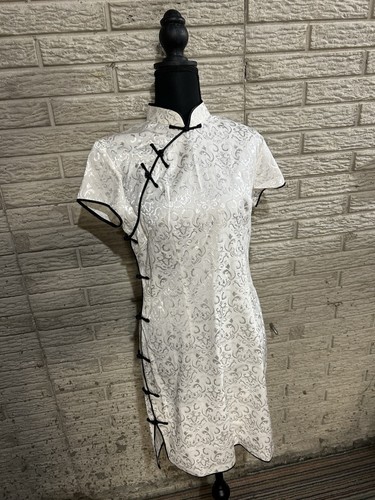 Chinese white brocade qipao - chinese,