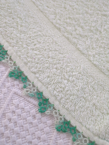 Vintage towel green flower - towel,