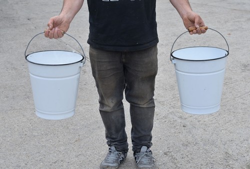 Vintage enamel pail bucket - 2x,