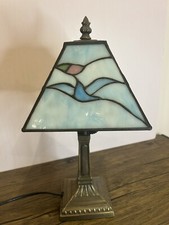 Vintage Tiffany Style Table Lamp Stained Glass Small Side Lamp VGC MCM Stunning