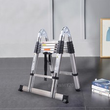 3.8m Telescopic Ladder Extendable Multi-Purpose Steel 1.9+1.9m Folding Ladder