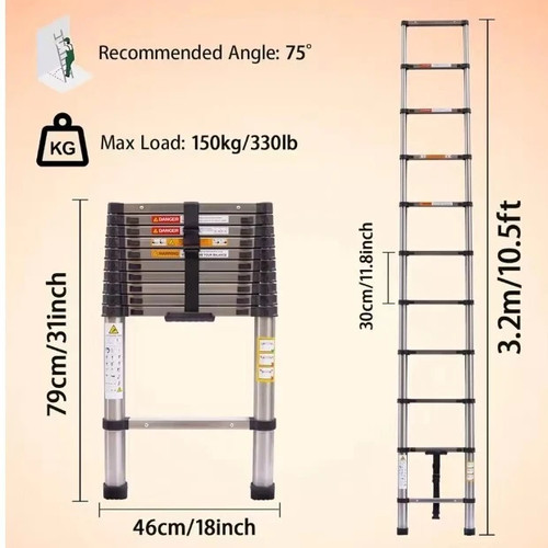 Stainless steel ladder - 2.6-5m,