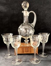 Antique etched wine decanter - antique, &