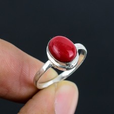Red Coral Ring, Handmade Ring