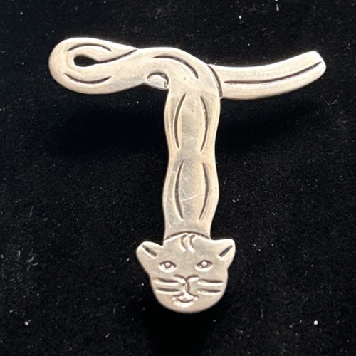 Sterling silver cat - sterling, brooch