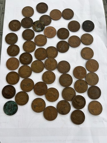 Coins old half penny - old, king