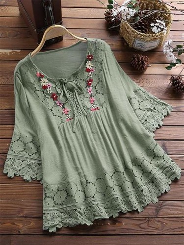 Women sleeve lace floral - 3/4,