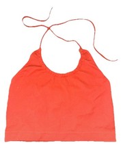 ORANGE RIBBED HALTERNECK TOP
