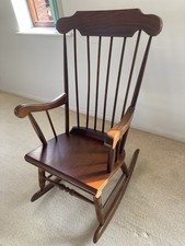 Wooden Rocking Arm Chair Seat Turned Country Farmhouse Rocker