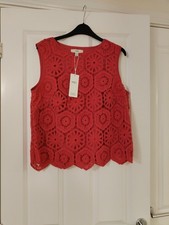 Marks & Spencer  Gorgeous  Pink Cerise Broidered Lined Sleeveless Top RRP £35.00