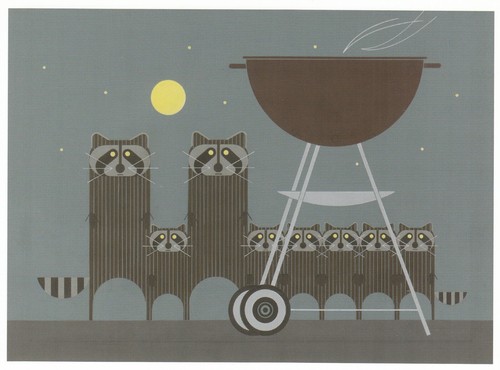 Racoon charley harper - harper, postcard