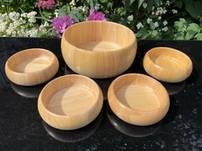 set of 5 Vintage Wooden Fruit Bowl salad Bowl centerpiece nibbles bowl farmhouse