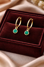 Hinged Sleeper Emerald Hoop