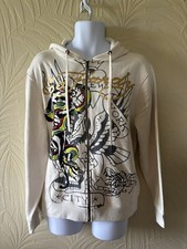 Ed Hardy Mens Medium White Zip