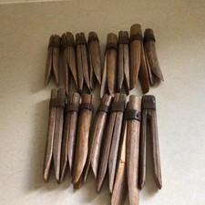 15 Vintage handmade gypsy Wooden Clothes dolly Pegs Old Wood Peg Laundry Rustic