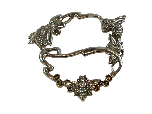 Bees beehive pewter scarf - bees, ring