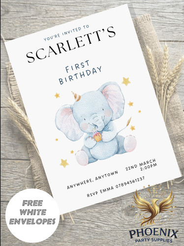 Personalised elephant birthday - personalised,