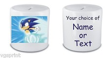 SONIC PERSONALISED WHITE CERAMIC MONEY BOX / PIGGY BANK FAST POSTAGE