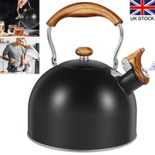 Black 2.5L Stainless Steel Whistling Kettle Gas Electric Induction Hobs Camping