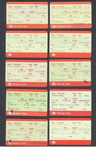 Ten train transport tickets - ten,