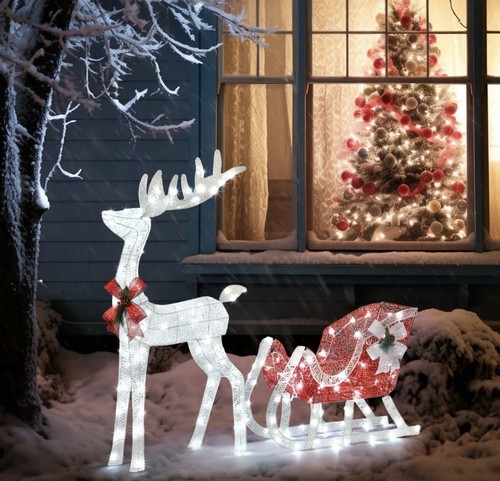 Christmas reindeer sleigh - christmas,