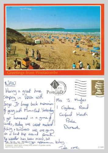 Vintage postcard woolacombe - vintage,