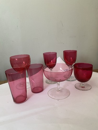 Edwardian cranberry glasses - 7,