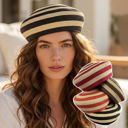 Women striped straw dome - women's,