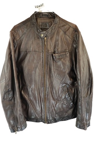 John lewis brown leather biker - leather,