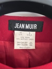 Gorgeous and Striking Red Jean Muir Light Wool Crepe Red Jacket S10-12UK!