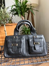 Ri2k Mini Leather Handbag Black Leather Grab Bag